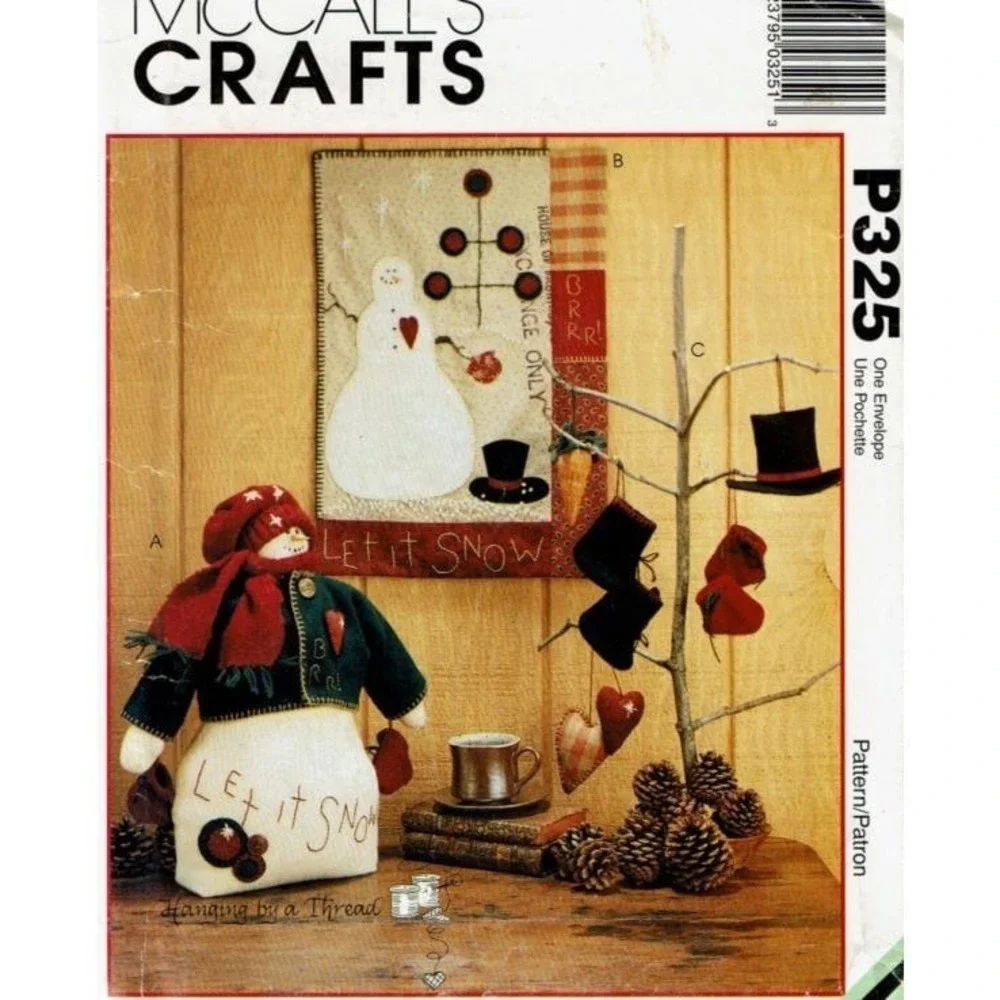 McCalls Sewing Pattern P325 8442 Snowman Quilt Ornaments Crafts‎ Seasonal Decor